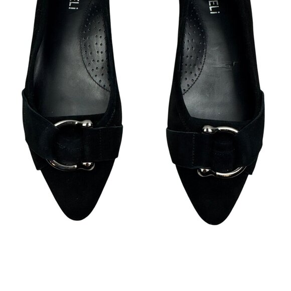 Vaneli Black Suede Slip On Flats/Loafers W/Metal Ring Detail Women's Size 8.5 N - Picture 2 of 9